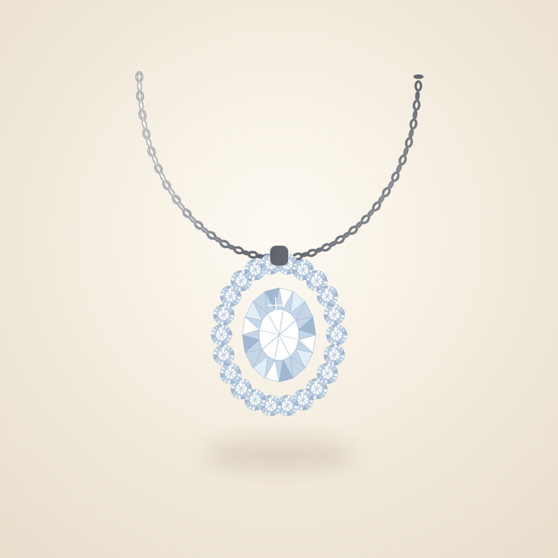 [AQ-NK-0018] Diamond Halo Pendant - 18K White Gold